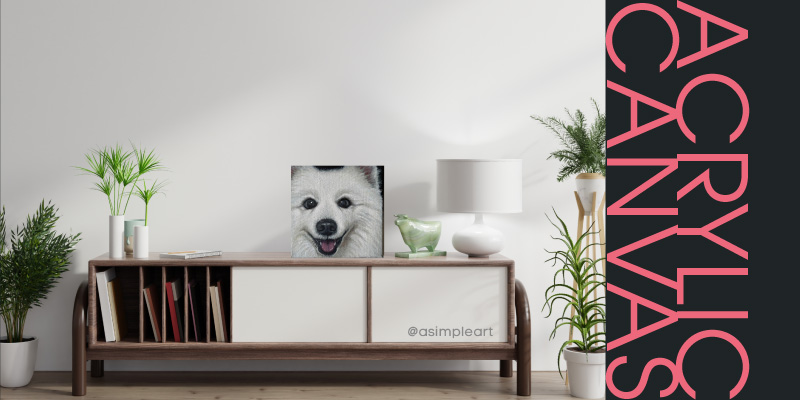 A Simple Art commission pet portrait acrylic painting on canvas portfolio. Artist Lynn Sim.